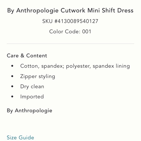 NWT Anthropologie Cutwork Mini Shift Dress - Picture 7 of 7